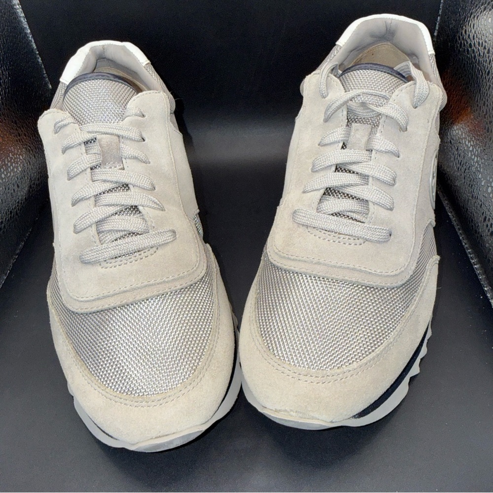 Size 9 - Tory Burch Sawtooth Logo Trainer Gray/Navy, Wmns, Clean, No Box, Flaws